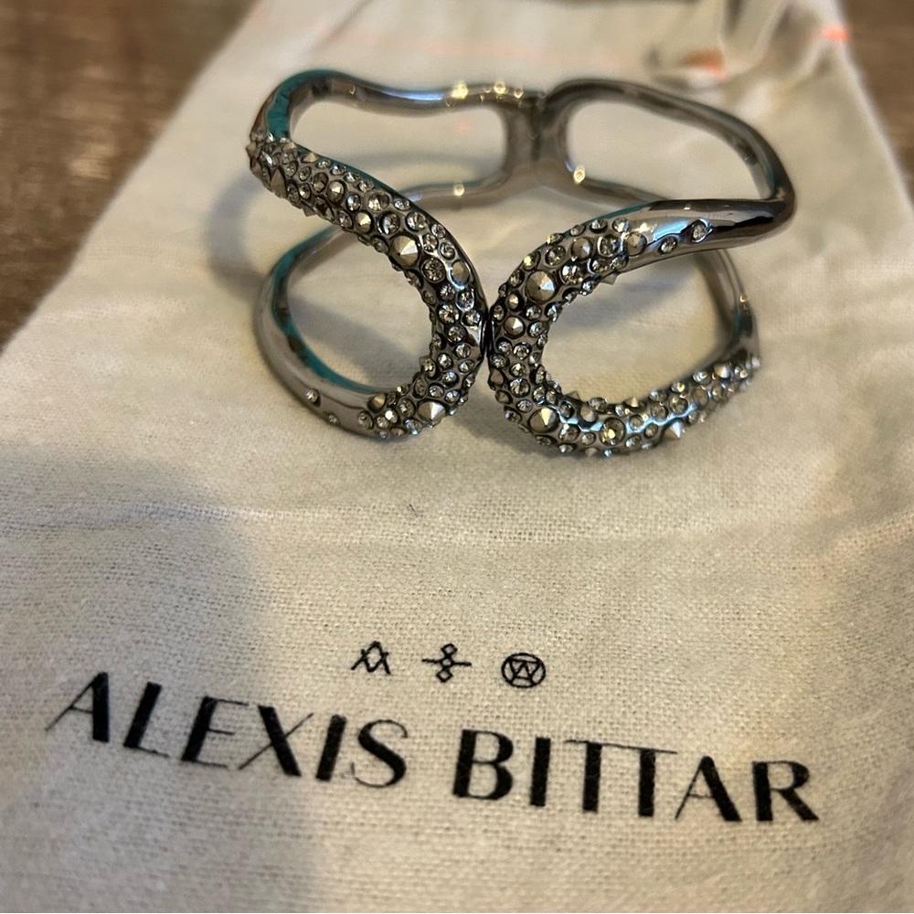 Alexis Bittar Miss Havisham black crystal encrusted cuff.